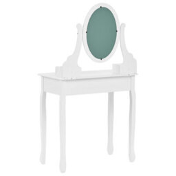 Beliani Glam Design Dressing Table White Mdf And Paulownia Wood 140 X 80 Cm With 5 Drawers And Stool - thumbnail 5