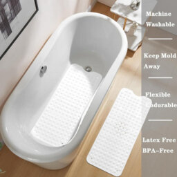 Bedlooms Non Slip White Bath Mat Mould And Mildew Free Shower Mat With Suction Cups, 40X100Cm - thumbnail 3