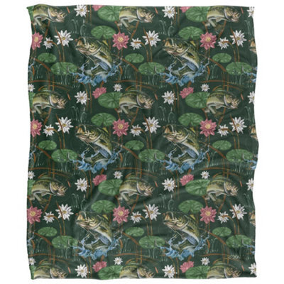 Jq Licensing Jl-Jp-Jq Silky Tiki Flower Fishing Supersoft Blanket Green (One Size) - image 1