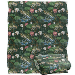 Jq Licensing Jl-Jp-Jq Silky Tiki Flower Fishing Supersoft Blanket Green (One Size) - thumbnail 2