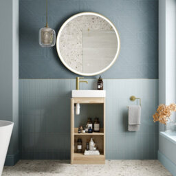 Affine Bathroom Vanity Unit Basin Sink Free Standing 400mm Door Cabinet Storage Wood - thumbnail 3