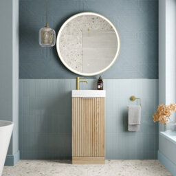 Affine Bathroom Vanity Unit Basin Sink Free Standing 400mm Door Cabinet Storage Wood - thumbnail 2