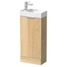Affine Bathroom Vanity Unit Basin Sink Free Standing 400mm Door Cabinet Storage Wood - thumbnail 5