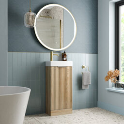 Affine Bathroom Vanity Unit Basin Sink Free Standing 400mm Door Cabinet Storage Wood - thumbnail 4
