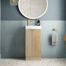 Affine Bathroom Vanity Unit Basin Sink Free Standing 400mm Door Cabinet Storage Wood - thumbnail 1