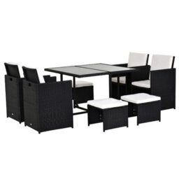 Outsunny 8 Seater Cube Rattan Garden Dining Set With Cushions, Black - thumbnail 2