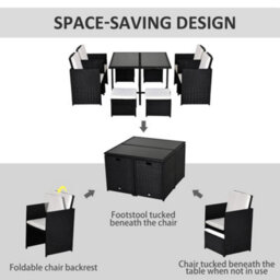 Outsunny 8 Seater Cube Rattan Garden Dining Set With Cushions, Black - thumbnail 6