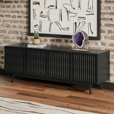 Xample Del Ray Oaks Acacia Black Wood Sideboard Hardwood Storage Cabinet Soft Close Doors Adjustable Shelves Living Room - image 1