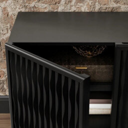 Xample Del Ray Oaks Acacia Black Wood Sideboard Hardwood Storage Cabinet Soft Close Doors Adjustable Shelves Living Room - thumbnail 4