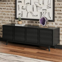 Xample Del Ray Oaks Acacia Black Wood Sideboard Hardwood Storage Cabinet Soft Close Doors Adjustable Shelves Living Room - thumbnail 1
