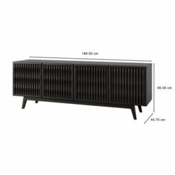 Xample Del Ray Oaks Acacia Black Wood Sideboard Hardwood Storage Cabinet Soft Close Doors Adjustable Shelves Living Room - thumbnail 2