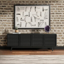 Xample Del Ray Oaks Acacia Black Wood Sideboard Hardwood Storage Cabinet Soft Close Doors Adjustable Shelves Living Room - thumbnail 8