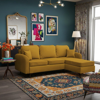 Venice L Corner Sofa Bed Has Bonnell Spring Metal Legs Wooden Frame Storage Dl Mechanism 225X172X78X96 Cm Mustard Right - image 1