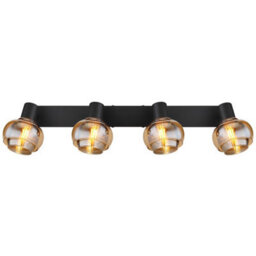 Luminosa Lighting Luminosa Tokki Ceiling Spotlight Bar Matt Black Amber Glass Shade 4X E14 - thumbnail 4