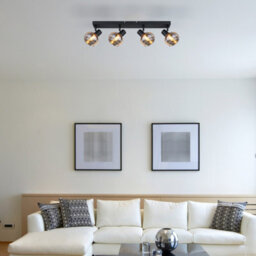 Luminosa Lighting Luminosa Tokki Ceiling Spotlight Bar Matt Black Amber Glass Shade 4X E14 - thumbnail 6