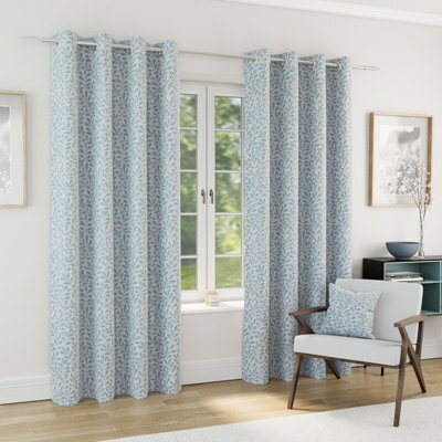 Enhanced Living Sherwood 100% Blackout, Thermal Ice Blue Curtains With Eyelet Header (Pair) - 46X54 Inch (117X137Cm) - image 1