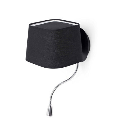 Luminosa Lighting Luminosa Sweet 1 Light Indoor Wall Light Black With Reading Lamp, E27 - image 1