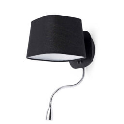 Luminosa Lighting Luminosa Sweet 1 Light Indoor Wall Light Black With Reading Lamp, E27 - thumbnail 2