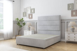"Sloomy Texas Silver Naples Divan Bed Base No Drawers With 54"" Floor Standing Headboard 3' Single"