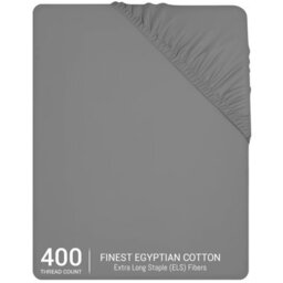 Pamposh 400 Thread Count Egyptian Cotton Super King Size Fitted Sheet Durable Double Premium Natural Cotton Deep Fitted Sheets - thumbnail 2