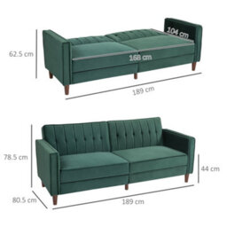 Wyld Haus Babano Forrest Green Velvet 3-Seater Convertible Sofa Bed - thumbnail 3