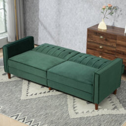 Wyld Haus Babano Forrest Green Velvet 3-Seater Convertible Sofa Bed - thumbnail 7