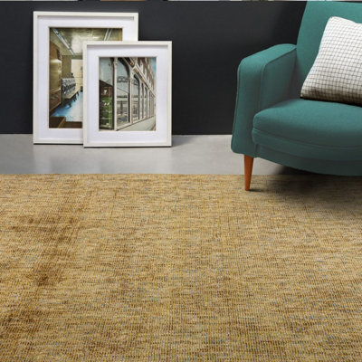 Beige Handmade Luxurious Modern Plain Sparkle Rug For Bedroom & Living Room-120Cm X 170Cm - image 1