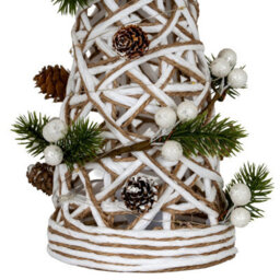 Large Led White Rattan Cone Tree With Winter Branches Lit Festive Tree - thumbnail 2