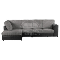 Furnishings For Less UK Luxor Black And Grey Jumbo Cord Large 5 Seater Corner Sofa Long Left Hand Facing - Full Back - thumbnail 1