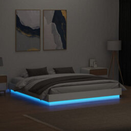 Berkfield Bed Frame With Led Without Mattress White 180X200 Cm Super King - thumbnail 4