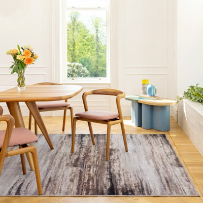 Loomed Beige Brown Tonal Abstract Contemporary Machine Washable Area Rug 160Cm X 230Cm - image 1