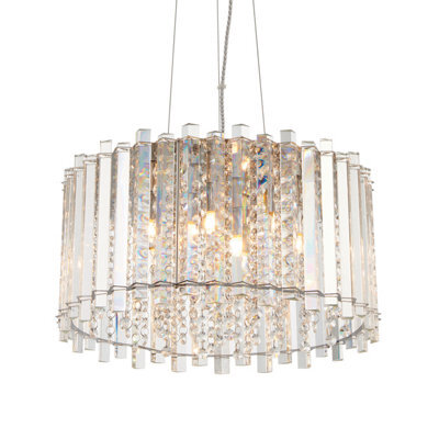 Anson Lighting Artesia 5Lt    Clear Crystal And Chrome Plate Pendant Plate