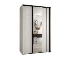 Arte Elegant White Cannes Vii Sliding Wardrobe H2050mm W1500mm D600mm With Customisable Black Steel Handles - thumbnail 1