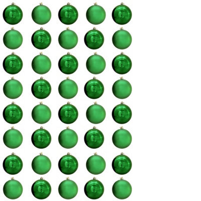 Christmas Tree World 10Cm Green Bauble Set Shiny/matt (40 Pc) - image 1
