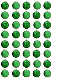 Christmas Tree World 10Cm Green Bauble Set Shiny/matt (40 Pc) - thumbnail 1