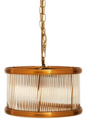 Orsina 5 Bulb Small Bronze Pendant Light, Drum Shaped Fluted Glass Shade, Chic Art Deco Ceiling Fixture - thumbnail 5