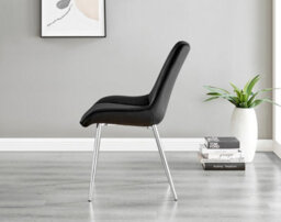 Furniturebox Imperia White High Gloss 6 Seater Dining Table With Structural 2 Plinth Column Legs 6 Black Velvet Silver Leg Pesaro Chairs - thumbnail 9