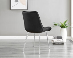 Furniturebox Imperia White High Gloss 6 Seater Dining Table With Structural 2 Plinth Column Legs 6 Black Velvet Silver Leg Pesaro Chairs - thumbnail 7