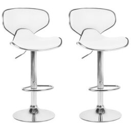 Beliani Set Of 2 Bar Chairs Conway Faux Leather Swivel White - thumbnail 1