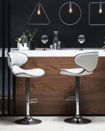 Beliani Set Of 2 Bar Chairs Conway Faux Leather Swivel White - thumbnail 2