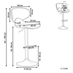 Beliani Set Of 2 Bar Chairs Conway Faux Leather Swivel White - thumbnail 3