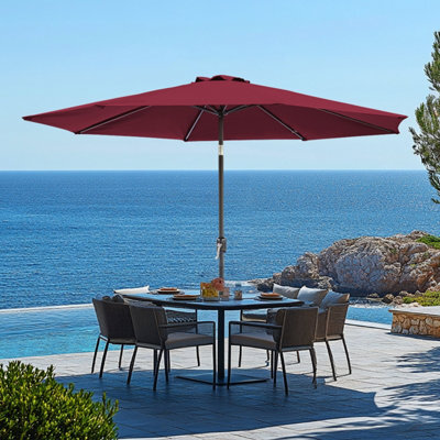 Rinse Bathrooms Outdoor Patio Garden Parasol 3M Sun Shade Umbrella Canopy W/crank Tilt Uv Protection Wine - image 1