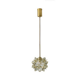 Valuelights Reine Clear Glass Flower Shade Brushed Gold Thread Ceiling Pendant Light - thumbnail 6