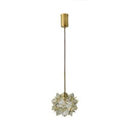 Valuelights Reine Clear Glass Flower Shade Brushed Gold Thread Ceiling Pendant Light - thumbnail 7