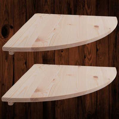 Woodeedoo Triangle Pine Corner Shelf Set Of 2 With Visible Supports Wall Mounted Storage Ledge 40 X 40 X 1.4 Cm - image 1