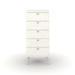 Core Products Augusta Curve 5 Drawer Narrow Chest In White - Slim Bedroom Storage Cabinet H103 X W45 X D39.5 Cm - thumbnail 3