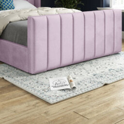 Romano Straight Winged Upholstered Soft Velvet Bed Frame - Pink - thumbnail 3