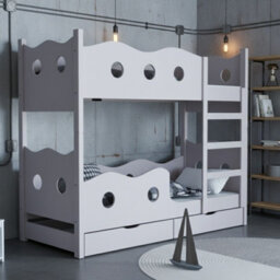 Nemo 160 Bunk Bed For 2 With Mattresses Slats And Storage Durable Functional Kids And Teen Furniture For Any Bedroom Cashmere - thumbnail 2