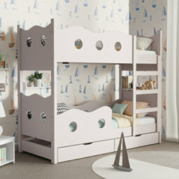 Nemo 160 Bunk Bed For 2 With Mattresses Slats And Storage Durable Functional Kids And Teen Furniture For Any Bedroom Cashmere - thumbnail 4