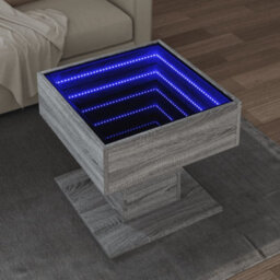Berkfield Coffee Table With Led Grey Sonoma 50X50X45 Cm Engineered Wood - thumbnail 1